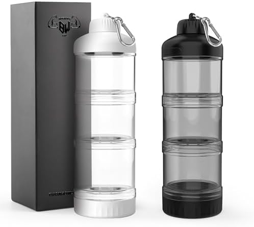 BYLWORKOUT 3-Layer Protein Powder Container with Funnel and Keychain by BYLWORKOUT