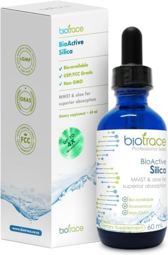BioTrace BioActive Silica Drops | Liquid Mineral Concentrate for Healthy Hair, Skin, Nails and Collagen Production | Helps Manage Calcium, Joint and Bone Function | 2.02 Fl Oz (60mL) by BioTrace