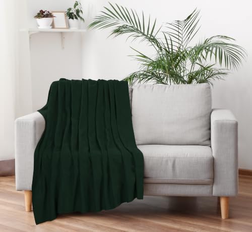 Utopia Bedding 100% Cotton Thermal Blanket Forest Green Queen, 90x90 Inches - Image 5