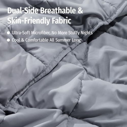 Wemore Cooling Weighted Blanket for Adults 15 lbs Twin Size 48"x72" Grey - Image 2