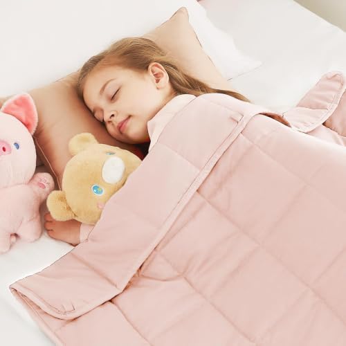 CuteKing Weighted Blanket (5lbs, 36"x48", Pink) Heavy Blanket for 40-60lbs, Weighted Blanket for Cooling & Heating with Premium Glass Beads, Soft Thick Blanket All-Season by CuteKing