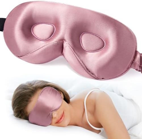 LitBear 100% 22 Momme Mulberry Silk Sleep Mask - 3D Contoured, Bean Pink by LitBear