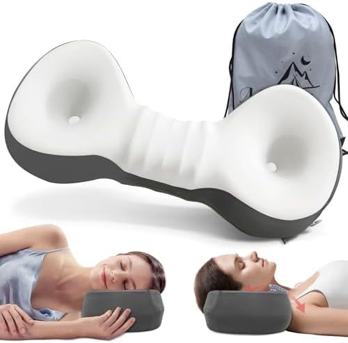 Cervical Neck Roll Pillow, Say Goodbye to Neck Pain, Travel Neck Support Pillow for Side Sleepers, Ergonomic Memory Foam Camping Pillow, Cervical Traction Device with Storage Bag by MixinisoSleepingHouse