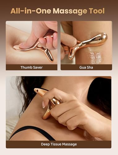 lifechill Trigger Point Massage Tool for Gua Sha, Lymphatic Drainage Massager, Deep Tissue Thumb Saver Acupressure Tool for Full Body Pain Relief, Gold - Image 2