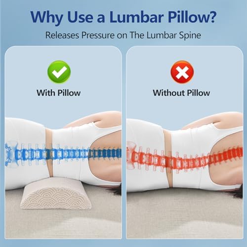 Cozyhealth - 2.95" H*18.7" L - Soft Small Lumbar Pillow for Sleeping, Memory Foam Back Lumbar Support Cushion for Lower Back Pain Relief Bed Waist Sleep Support Pillow for Side, Back (White, Small) - Image 6