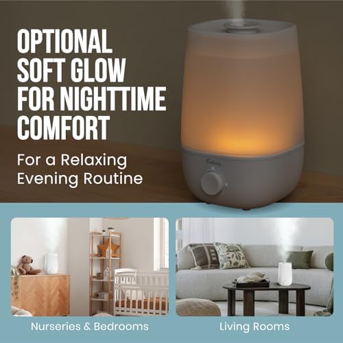 Fontaines Luxury Top-Fill Humidifiers for Bedroom, Cool Mist 360° Ultra-Fine Spray, Whisper-Quiet, Dishwasher-Safe Tank, Nightlight & Auto Shut-Off, Easy Clean Baby Nursery - Image 5