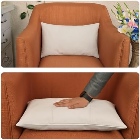LL LEATHER LOVERS 100% Lambskin Leather Pillow Cover 14x22 Inch – Hand-Stitched Cushion Case with Hidden Zipper, Decorative Throw Cover for Sofa, Bed and Living Room - White Panel Pack of 1 - Image 6