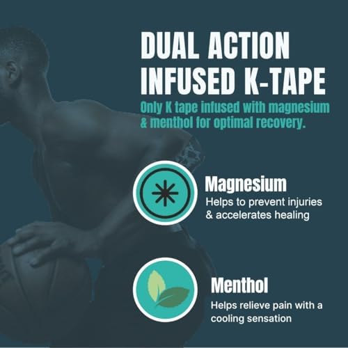 Heali Kinesiology Tape with Magnesium and Menthol, 20 Pcs Precut Strips, K Tape Roll, Knees, for Physical Therapy, Sports, Muscles and Joints, Water Resistant - Eco - Black Camo - Image 5