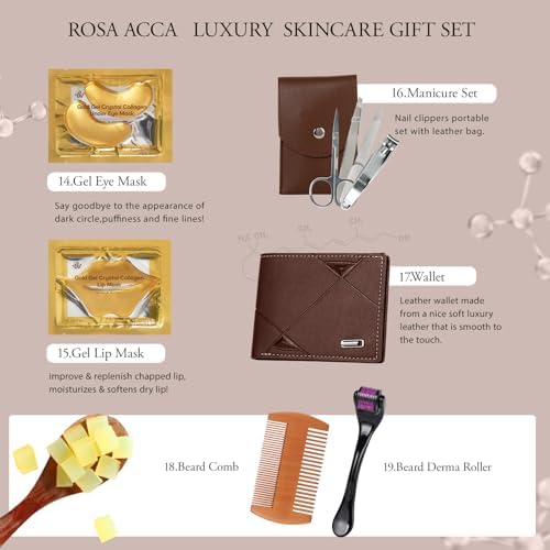 30 Pcs Men Sandalwood Facial Skin Care Set for Men, Father's Day Gifts, Beard Grooming Set, Bath & Body Gift Basket Set, Bath Bomb, Birthday, Valentines, Husband, Holiday, Christmas, Dad, Anniversary - Image 5