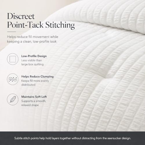 CozyLux Twin XL Comforter Set, 5 Pieces White Seersucker Bed in a Bag - Image 4