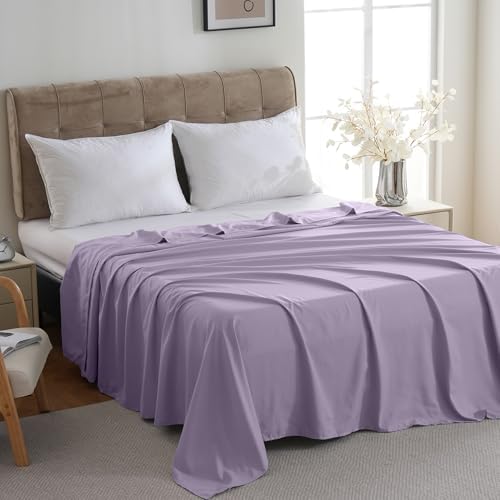 ZPECC Full Flat Sheet Only 1 Pack, Durable Lavender Top Bed Sheets Hypoallergenic Soft Brushed Microfiber Color-Coded Label, 81"x96" - Image 3