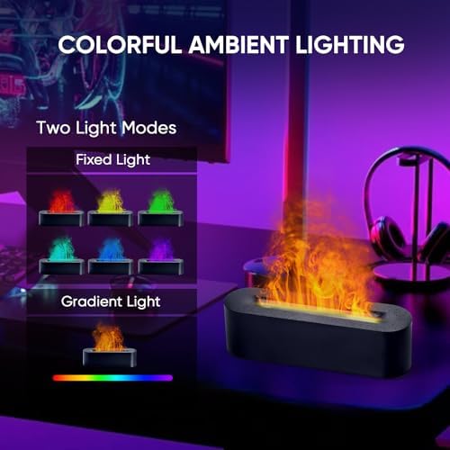 YALEDI Essential Oil Diffuser, Fireplace Flame Fire Oil Diffuser, 150ml Ultrasonic Cool Mist Aromatherapy Humidifier, Scent Aroma Diffuser with 7 Colors Light, Timer & Auto-Off for Home, Room (Black) - Image 3