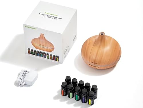InnoGear 400ml Aromatherapy Essential Oil Diffuser 10 Oils Gift Set, Yellow - Image 5