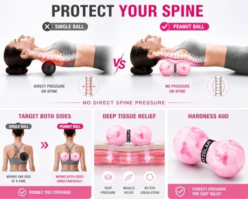 FITZELAR Double Lacrosse Massage Ball for Myofascial Release, Quality Certification, Massage Deep Tissue for Waist Back Feet, Trigger Point Therapy, Muscle Knots, Peanut Massage Ball for Muscle Pain - Image 2