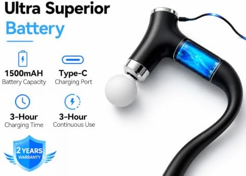 2-in-1 Detachable Massage Gun Deep Tissue, Ergonomic Extension Handle Back Massager for Hard-to-Reach Areas, 12-Speed Percussion Muscle Massager for Shoulder Waist Thigh Legs - Image 5