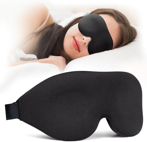 NEWVANGA Sleep Mask for Back and Side Sleeper, Travel Eye Cover, Black by NEWVANGA
