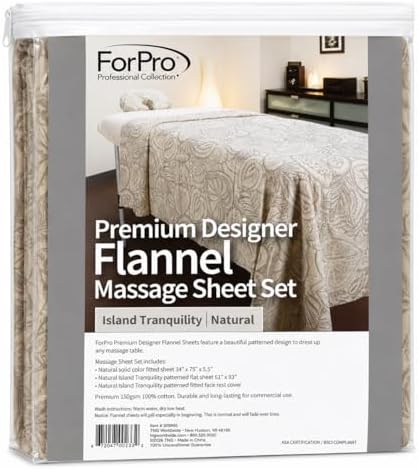 ForPro Designer Flannel 3-Piece Massage Sheet Set, Island Natural - Image 3