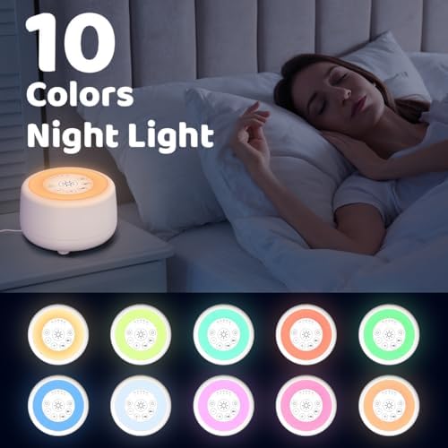 Sleepbox Sound White Noise Machine with 25 Soothing Sounds and 10 Colors Warm Night Light 4 Brightness Levels 32 Volume Levels 5 Timer and Memory Function for Baby Kids Adults Seniors Sleeping White - Image 3