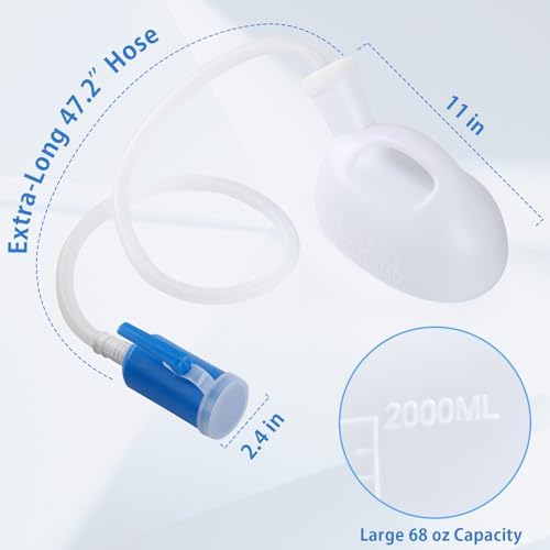 Urinals for Men, ONEDONE Portable Urinal for Men 68 OZ Urine Bottle Pee Bottle Spill Proof for Camping Travel Hospital Home Bedside Emergency Cuttable Long Hose with Lid(White) - Image 5