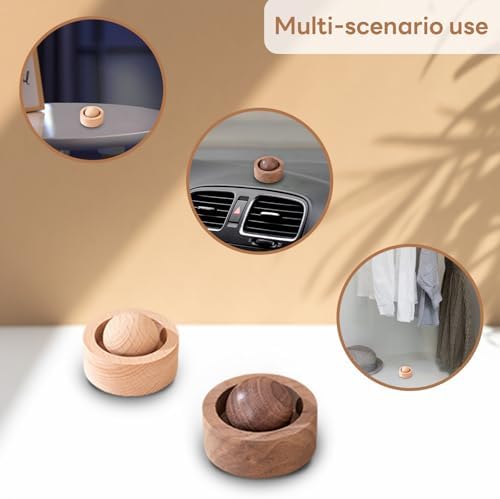 Wooden Essential Oil Diffuser - Round Ball Aromatherapy Diffuser, Walnut and Beech, for Office, Car, Yoga Hall (Beech) - Image 5