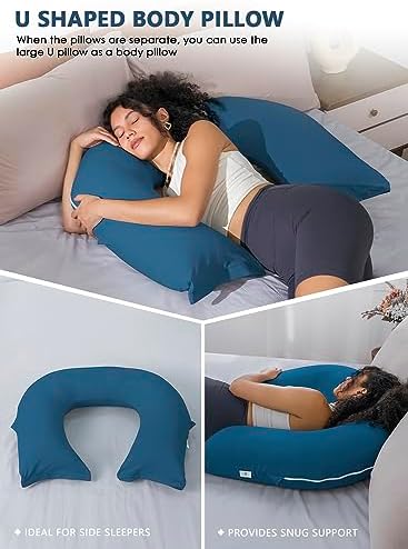 INSEN Reading Pillow, Back Pillow for Sitting in Bed and Couch, Gaming Pillow for Adults, Sit Up Support for Bed, Soft Jersey Cotton, Blue - Image 4