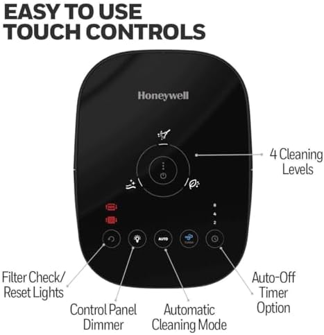 Honeywell InSight HEPA Air Purifier for Medium Rooms (100 sq ft). Allergen Reducer for Wildfire/Smoke, Pollen, Pet Dander & Dust. Air Quality Indicator and Auto Mode - Black, HPA080 - Image 5