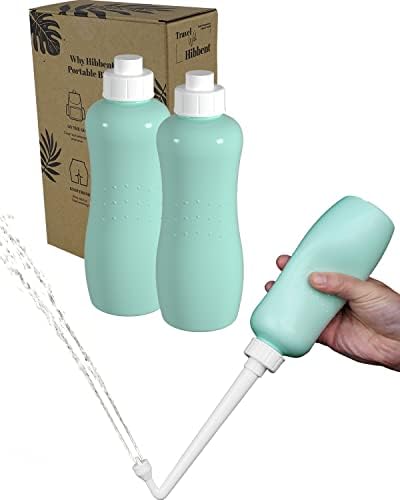 Hibbent 2 Pack 500ml Portable Bidet Sprayer for Women or Men, Handheld Travel Bidet for Personal Hygiene, Jet Spray Bottle for Toilet & Bathroom, Peri Bottle for Postpartum Care, Travel Bag, Green by Hibbent