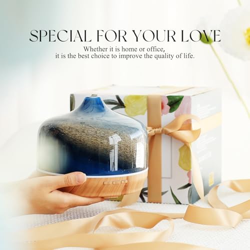 Porseme 500ml Glass Essential Oil Diffuser Aromatherapy Ultrasonic Cool Mist Humidifier 15-21 Running Hours Waterless Auto-Off Air Diffusers for Sleeping Yoga Working Spa(Galaxy) - Image 6