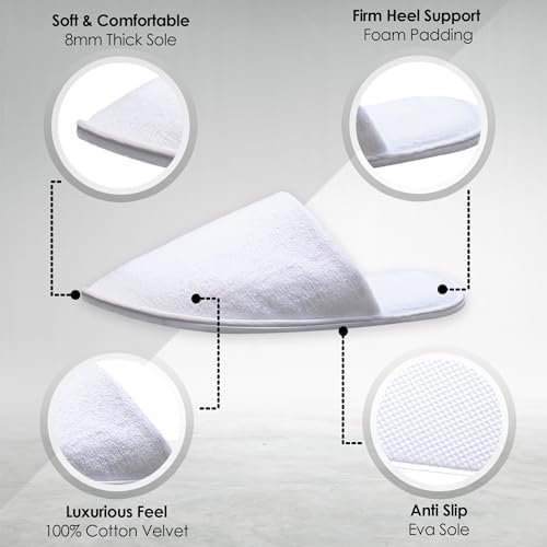 Indoor Spa Slippers 6–12 Pairs – Unisex Washable, Non-Slip Closed Toe Disposable Slippers for Guests, Bathroom, Bedroom, Hotel, House, Bride, Travel and Shoeless Home - Image 4