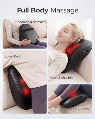 Electric Neck Massager Pillow, Ultra-Quiet Corded Neck and Shoulder Massager with Heat, Portable 3D Kneading for Shoulder, Leg & Calf Muscle Pain Relief, Relaxing Gift for Men & Women - Image 6