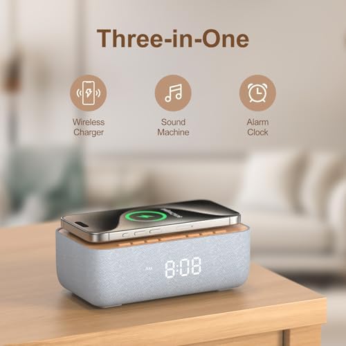 REACHER 15W Magnetic Wireless Charging Alarm Clock with White Noise Machine - Image 2