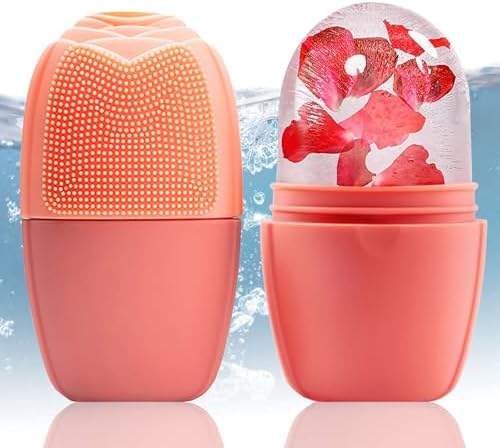 XHJRI Ice Face Roller Massager,Ice Cube Roller for Face, Eyes and Neck Naturally Conditioning and Skin Care,De-Puff Eye Bags,Reduce Migraine Pain,Reusable Massage Silicone Ice Mold (New Pink) by XHJRIBringyourbabybestlif