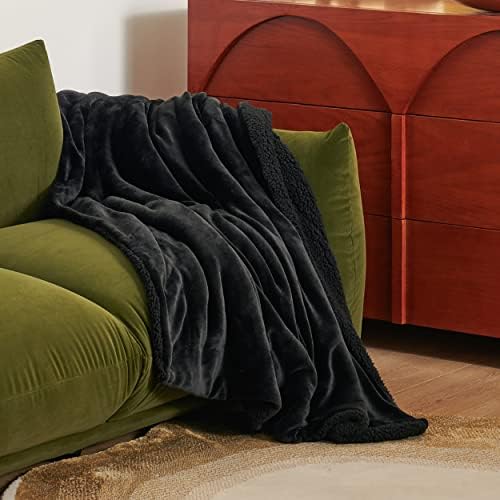 Bedsure GentleSoft Sherpa Fleece Twin Size Blanket for Couch, Non-Heated, Thick and Warm Throw for Women and Men, Soft Fuzzy Plush Twin Blanket for Winter, Black, 60x80 Inches - Image 3