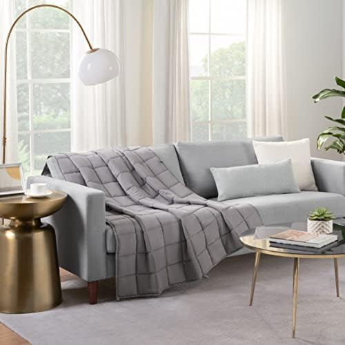Serta Zen Rest Wrinkle Resistant Adult Heavy Weighted Throw Blanket Filled with Glass Beads, 12 lbs (48 in x 72 in), Grey - Image 2