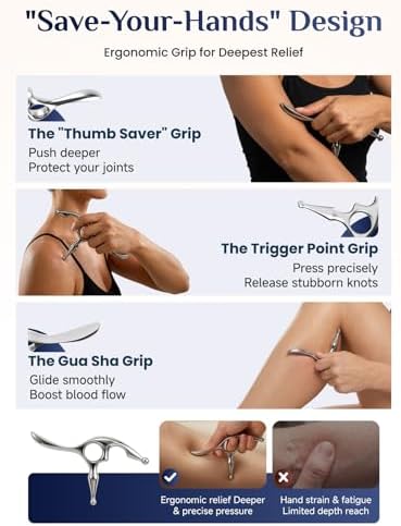 Rena Chris Trigger Point Massage Tool, Muscle Scraper Tool for Deep Tissue Pain Relief & Fascia Release, Gua Sha & Acupressure Tool with Travel Pouch & Guide - Image 3