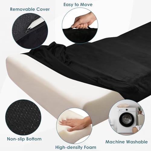Lash Bed Topper, Ergonomic Curvy Massage Bed Topper Esthetician Bed Cushion, Non-Slip Spa Table Memory Foam Pad with Removable Cover, Ideal for Facials, Eyelash & Beauty Salon, 71"×28" Black - Image 5