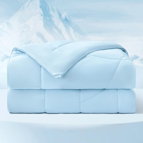 Bedsure Cooling Comforter King Size - Cooling Blankets for Hot Sleepers, Lightweight Comforter for Summer with Dual-Sided Cool Tech, Soft Breathable Cold Blanket for Sleeping, Blue, 102x90 Inches by Unknown