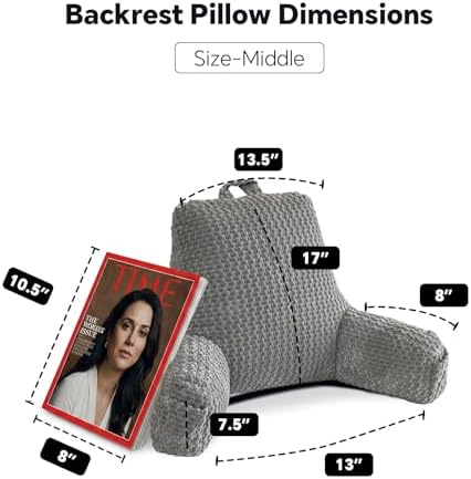 Sit Up Pillow for Reading Nook,Backrest for Teens,Gray Corduroy,M - Image 5