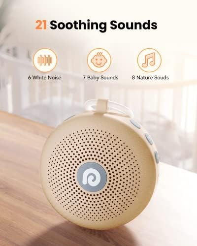 Dreamegg White Noise Machine - Portable Sound Machine for Baby Adult, Features Powerful Battery, 21 Soothing Sound, Noise Canceling for Office,Sound Therapy for Home,Travel, Registry Gift, Light Khaki - Image 3