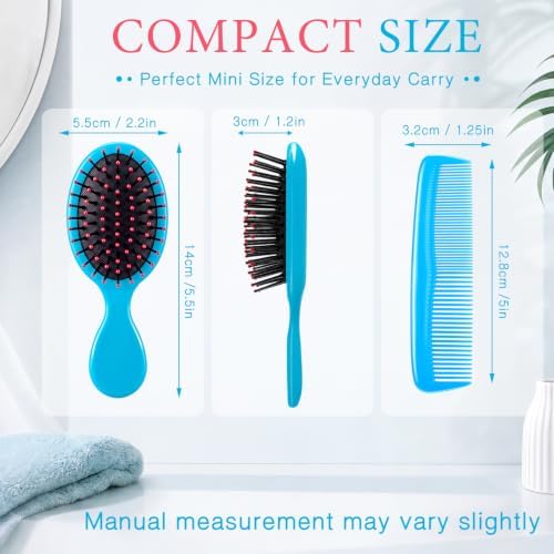 Epakh 12 Hair Brush Comb Set Wet Detangling Mini for Travel, Blue - Image 2