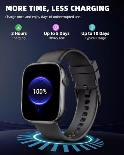 Smart Watch for Women Men, Fitness and Sleep Trackers with 1.83" HD Touchscreen, Bluetooth Calling Smartwatch for Android/iOS, IP67 Waterproof Multi-Sport Modes Pedometer, Jet Black - Image 6