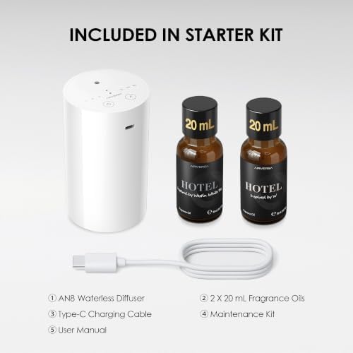 Airversa AN8 Waterless Essential Oil Diffuser Starter Kit, White - Image 5