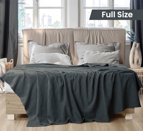 Utopia Bedding 100% Cotton Thermal Blanket Smoke Gray Full, 90x84 Inches - Image 2