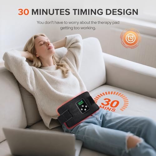 Cordless Red Light Therapy Belt, 3000mAh Battery Rechargeable Magnetic LED Screen Controller, Portable & Cordless, 12.4" * 5.7" Cordless Infrared Red Light Therapy for Body Back Knee Leg - Image 4