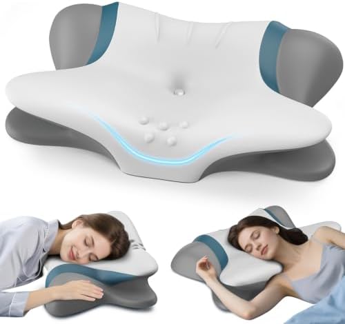 Cervical Neck Pillow for Pain Relief - Ergonomic Side Sleeper Pillow for Neck Support, Orthopedic Memory Foam Pillows for Sleeping, Contour Cervical Pillow Bed Pillow for Back Sleepers (Light Grey) - Image 2