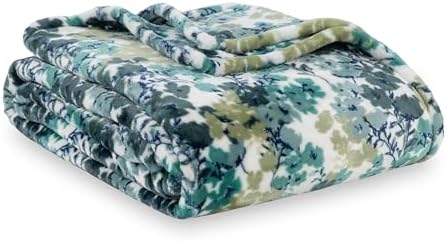 Berkshire Blanket-Classic Heavyweight Warm Soft Printed VelvetLoft® Plush Blanket, King Size Soft Fuzzy Blanket for Couch Sofa Bed, Floral Green, 90in x 108in by BerkshireHomeCompany