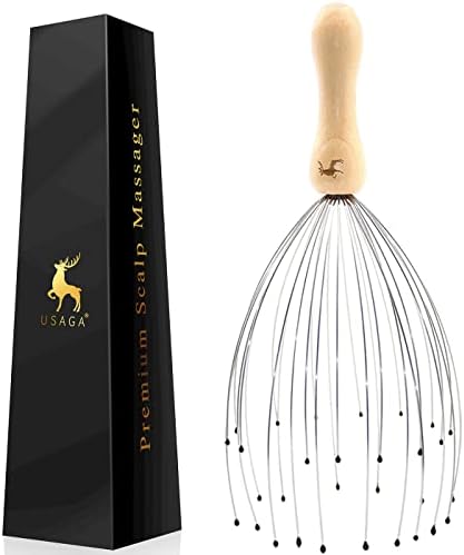 USAGA 32 Fingers Head Massager Head Scratcher Scalp Massager Wood Handle by USAGA
