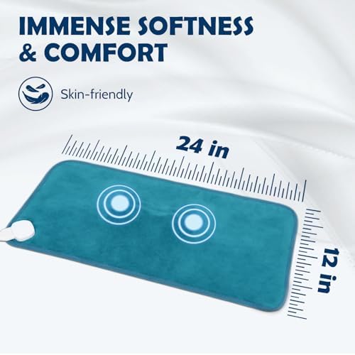 DAILYLIFF Massage Heating Pad, 12"x 24" Electric Heated Pads with Massager, 4 Massage Modes, 6 Heat Settings, 24 Relaxing Combinations, Auto-Shut Off, Green - Image 5
