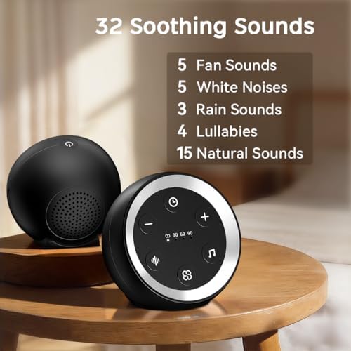 Portable Sound Machine White Noise Machine for Baby Kids Adults Sleeping with 32 Soothing Sounds 32 Volume Levels Brown Noise Machine with 4 Timer Memory Funtion for Travel Office Privacy - Image 2