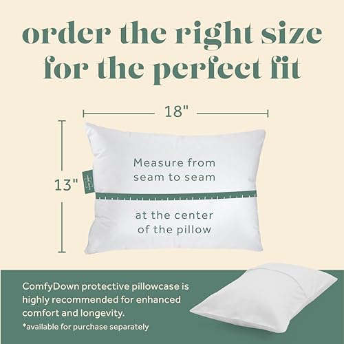 ComfyDown 800 Fill Power European Goose Down Travel Pillow – Egyptian 300 Thread Count 100% Cotton Cover, Neck Support for Plane, Car & Home, Made in USA, 12x16, Medium - Image 2